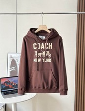 NWT COACH Men's Women's Brown Signature Hoodies W Hat Coat Organic Cotton