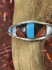 Zuni Vintage Inlay Ring, Sterling Silber, Indianerschmuck