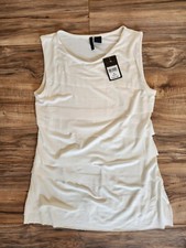 Unique NWT Vintage Nue Options Ivory Sleeveless 'Mummy' Style Layered Tank Shirt