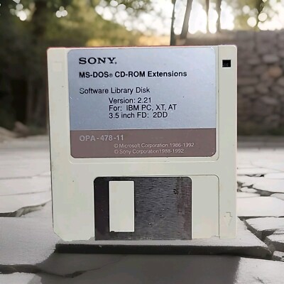 Vintage SONY MS-DOS CD-ROM Extensions Software Library Disk Version 2.21