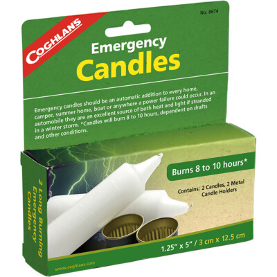 Coghlan's Long Burning Emergency Candles with Metal Holders (2 Pack), Survival