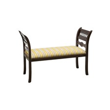 DIVANETTO PANCA, IN LEGNO NOCE ARTE POVERA, SEDUTA RIGA GIALLO