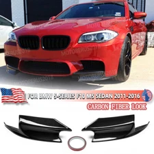 Carbon Look ABS Front Side Splitters Flap Fins For BMW 5-Series F10 M5 2011-2016