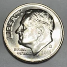 2012-D Roosevelt Dime 10cent Coin from US Mint Set. Uncirculated BU