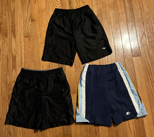 3pc Athletic Works Starter Boys Active Shorts Sz 6/7 Black Blue Elastic Waist