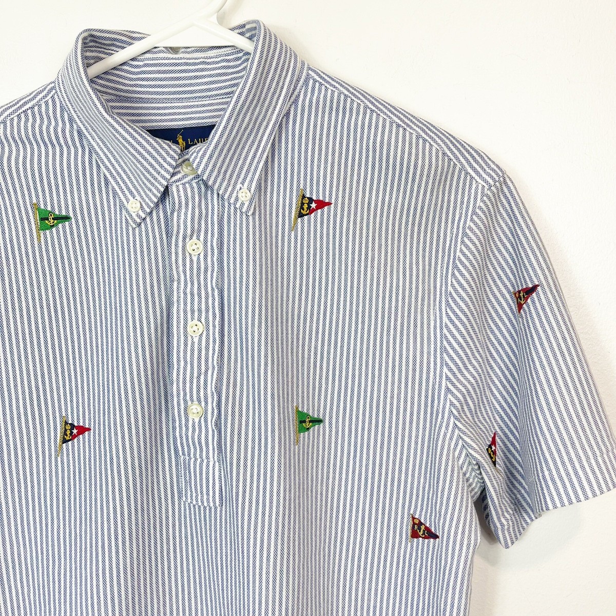 Polo Ralph Lauren VTG All Over RL Flag Patch Button Up Shirt