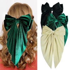 3 PCS Large Velvet Hair Bows Oversized Long Tail Bows with Aliigator Clips Co...