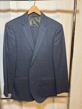 J Crew Men  s Ludlow Tollegno 1900 Navy Windowpane Suit. 40 R / 34x30 Pants