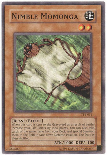 Yugioh - 1X Nimble Momonga - Rare - Unlimited - DB1-EN051 - Near