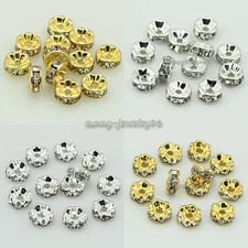 100pcs Straight/Wavy Rondelle Crystal Rhinestone Spacer Beads 4mm,6mm,8mm,10mm