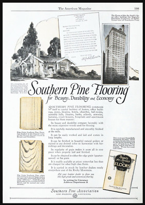 Vintage 1924 Old SOUTHERN PINE Flooring Antique Wood Construction NOLA PRINT AD