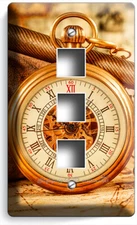 OLD CAPTAINS EXPOSED GEARS POCKET WATCH LIGHT SWITCH OUTLET WALL PLATE ART DECOR