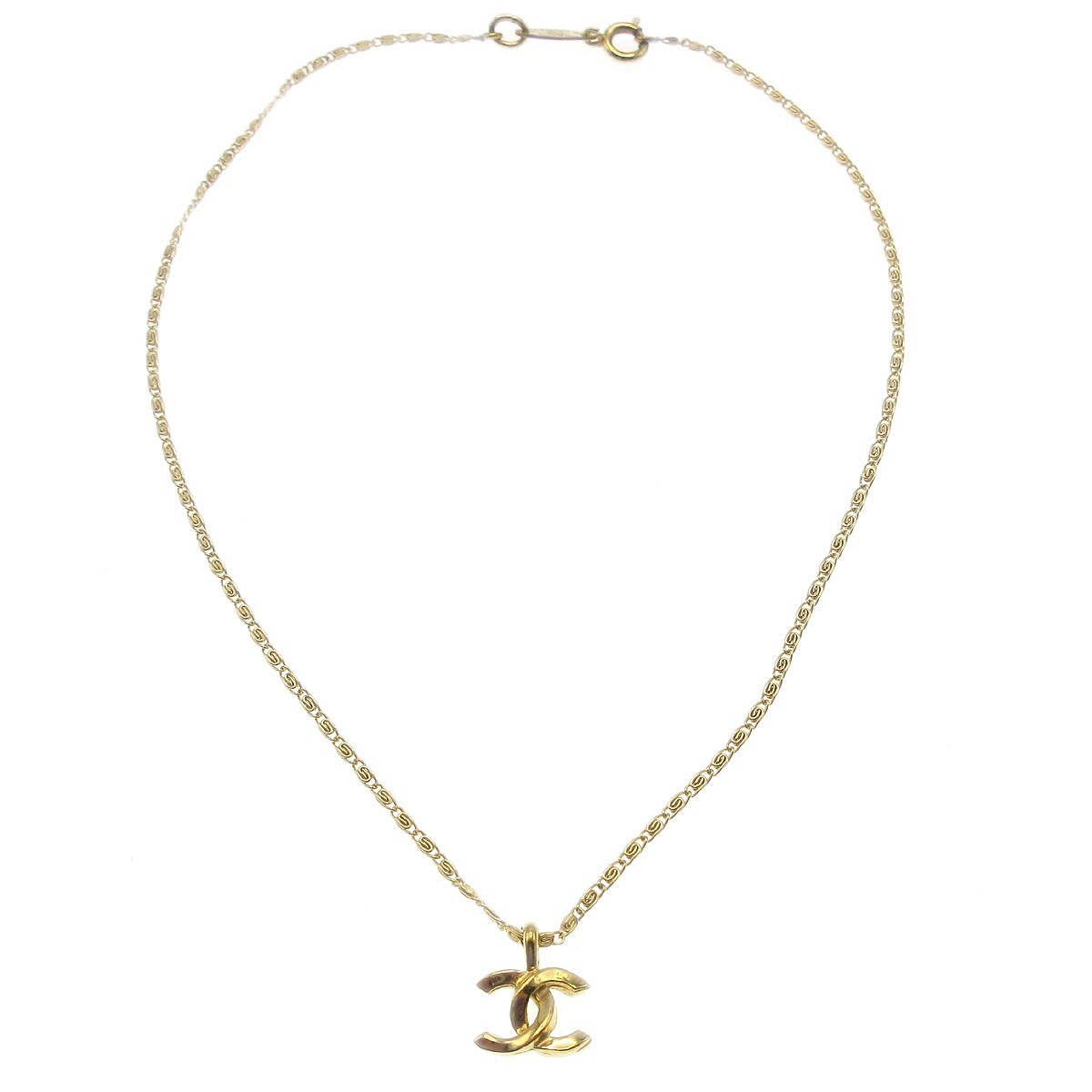 Chanel Mini CC Chain Pendant Necklace Gold 1982 120298 | eBay