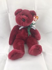 Ty Beanie Buddy TEDDY Cranberry 1998 Retired 14 Excellent Error Tag Protector