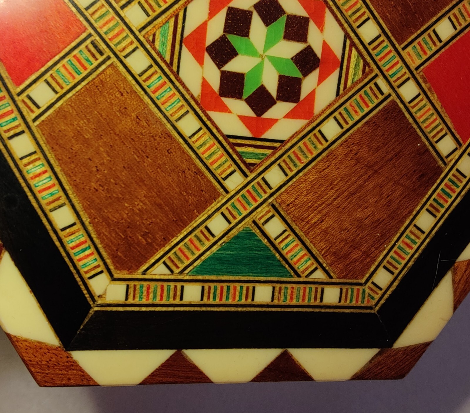 Marquetry Wood Inlay Hinged Boxes 2 Hexagon Made In Spain Rectangle Unmarked 