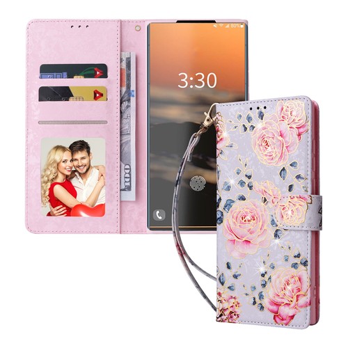 For Samsung S25 S24 S23 S22 S21 Flower Pattern Holder Wallet Flip Kickstand Case - Picture 10 of 57