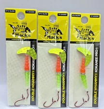 Lot Of 3- Mack's Lure Double Whammy Kokanee Pro - Size 6 - UV & Glo (22202)