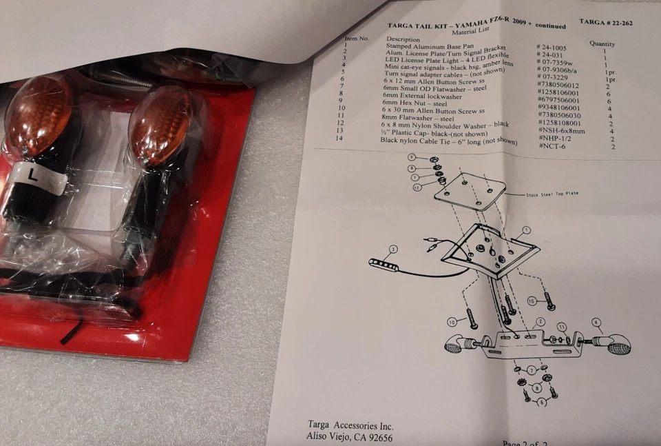 Kit de cola, eliminador de guardabarros Targa 22-262 para Yamaha FZ6R 2009-2017 Foto 4 de 4