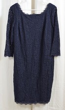 Adrianna Papell Women's Plus-Size Lace Dress Navy Size 14W