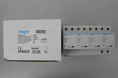 Hager Kombiableiter SPN802R 4polig 100kA Typ1 TT System m. Defektanzeige+Kontakt