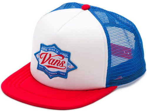 Vans Off The Wall Men's Brewed Trucker Hat Cap in Red/White/Blue - Picture 1 of 2