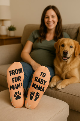 From Fur Mama to Baby Mama Socks, New Mom Socks, Pregnancy Socks, Baby Shower