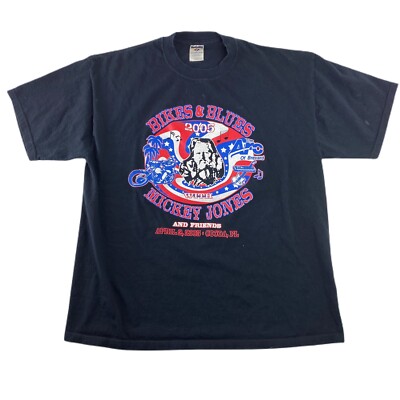 2005 Mickey Jones Bikes and Blues Motorcycle Double Sided Graphic Shirt Size XL