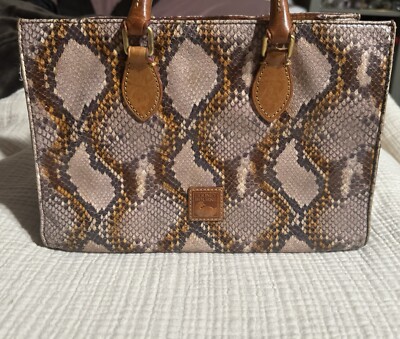 Dooney & Bourke Special Edition Snake Python Multi Brown Leather Satchel Reptile