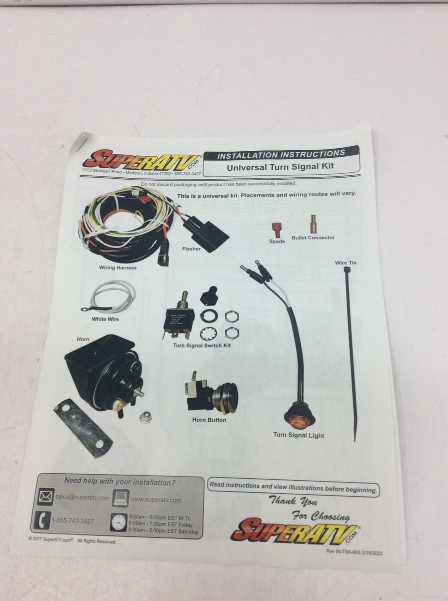 その他 U Super ATV Standard Turn Signal Kit W/Toggle Switch Universal Plug