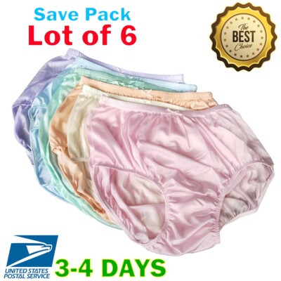 6x Lingerie Soft Nylon Full Brief Panties Women Underwear Size XL VTG Granny New