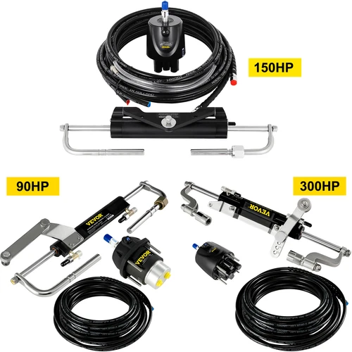 VEVOR Hydraulic Outboard Steering Kit 90 HP/150 HP/300 HP Marine Boat System - Picture 1 of 38