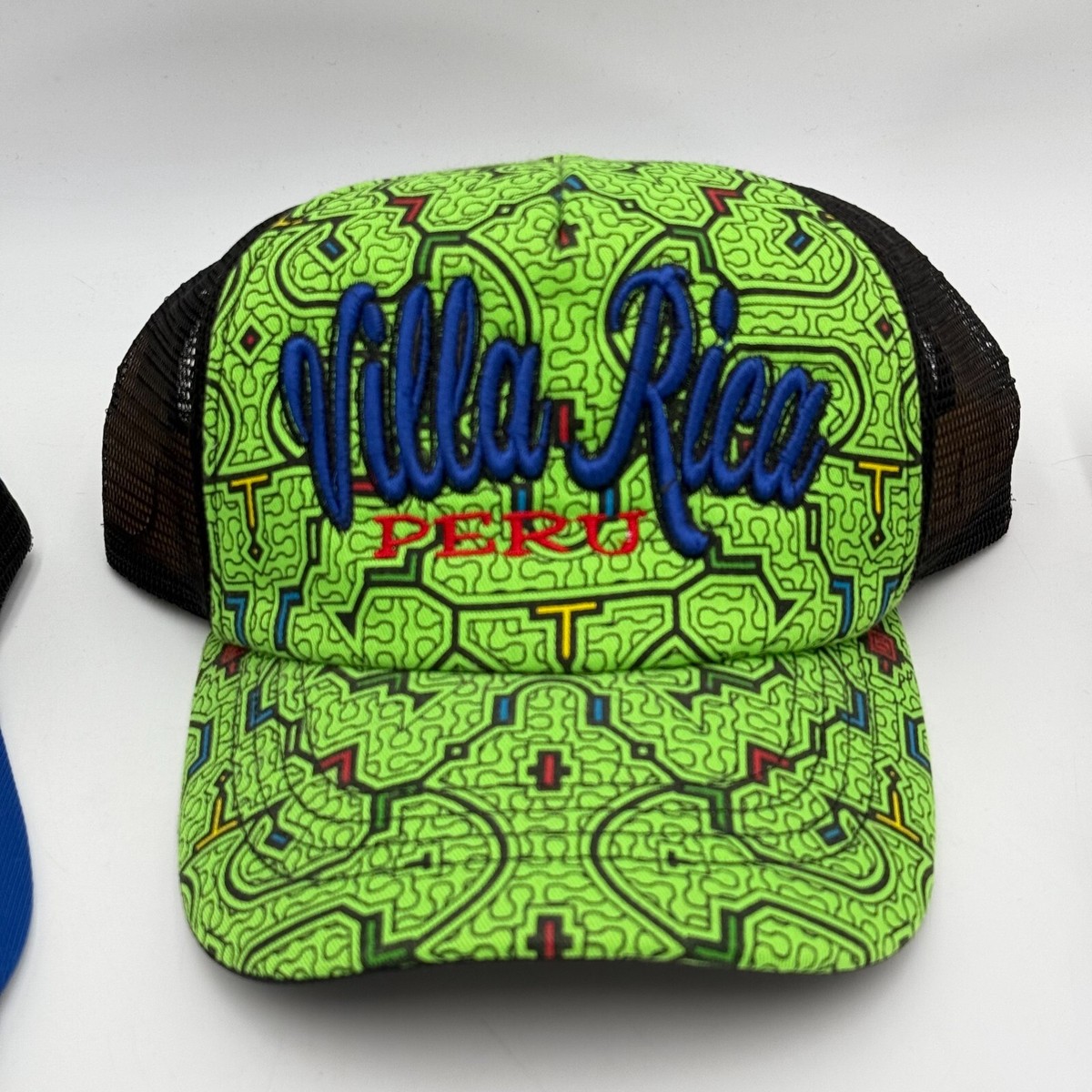 Lot of 3 Snapback Hats Truck Mesh Cap Green Red Travel Peru Blue