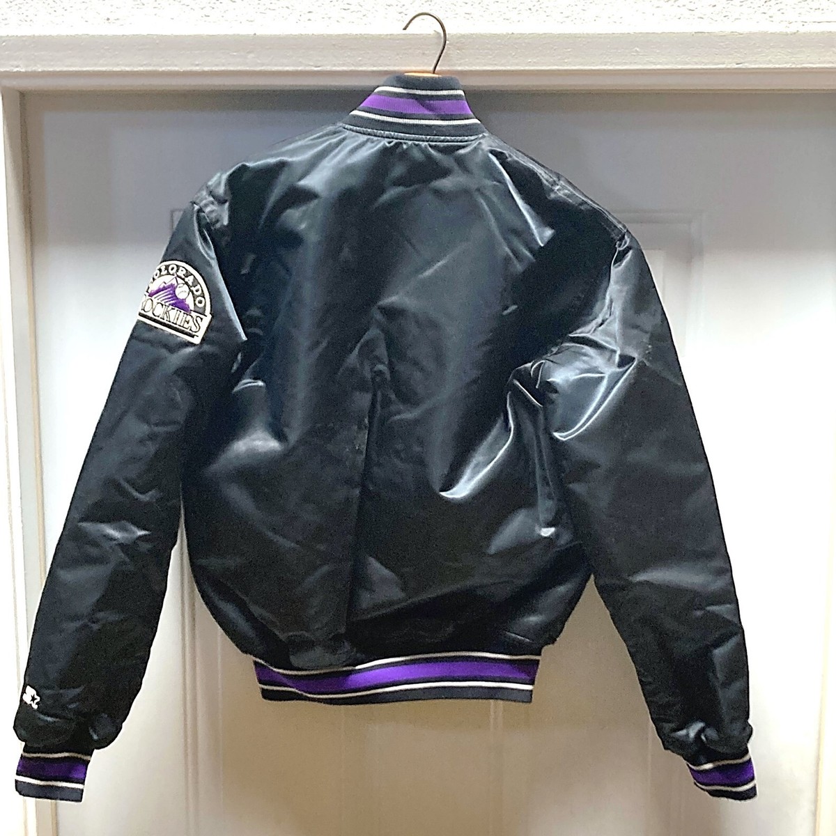 Starter Colorado Rockies Vintage 90s Black Satin Bomber