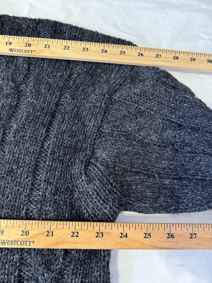 复古 TRUSSARDI 意大利柔软豪华灰色粗针织纯羊毛毛衣男式 XL 码 — 第 3/4 张图片