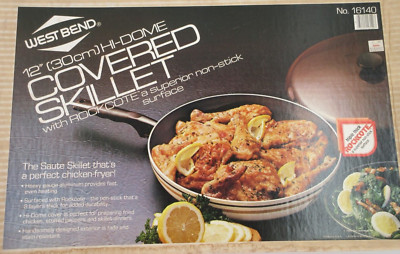 VINTAGE WEST BEND 12'' Hi-Dome Covered Skillet With Rockcote New Old Stock Sealed