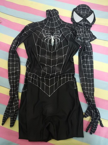Black Amazing Spiderman Jumpsuit Venom Spandex 3D Suit Cosplay Costume Halloween - Picture 3 of 13