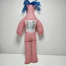 Dammit Doll Plush Red White Stripes Stress Relief Blue Hair