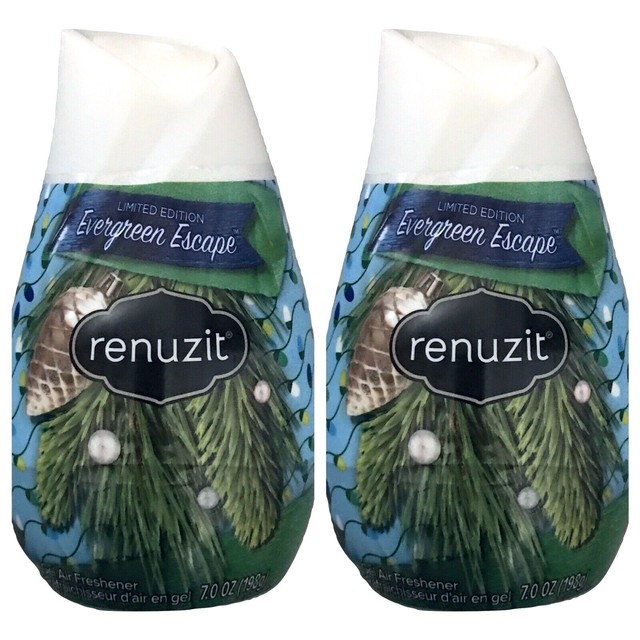 2X Renuzit Evergeen Escape Scented Gel Cone Air Freshener Units 7 oz