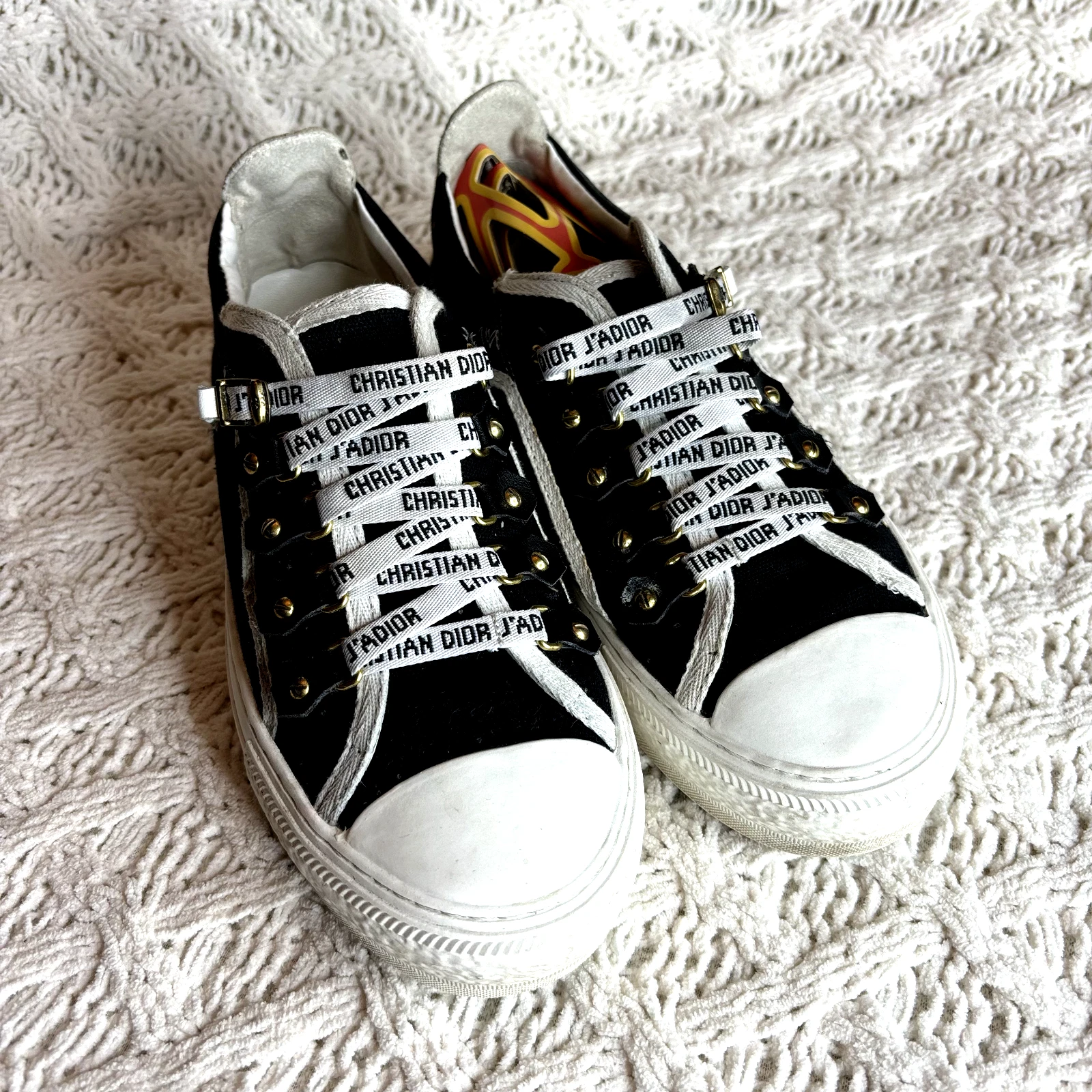 Baskets basses femme Dior Walk'n'Dior toile noir/blanc pointure 7 (39 40)