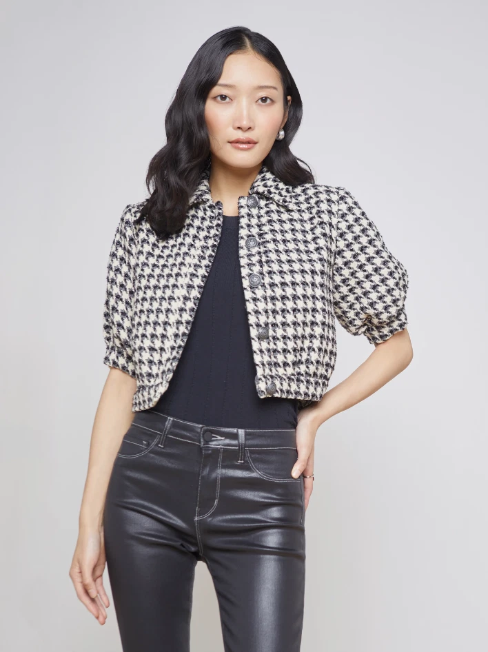 Houndstooth cropped jacket sale