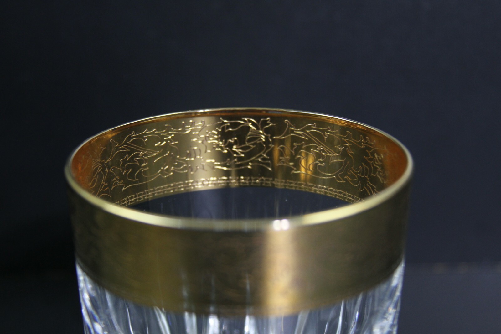 CRE ART ITALY 24 LEAD CRYSTAL 3.5" WHISKEY GLASSES 24KT GOLD TRIM (SET