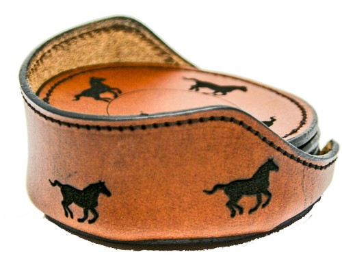Leather Table Accessories brown with black trim and running horse - Picture 8 of 17
