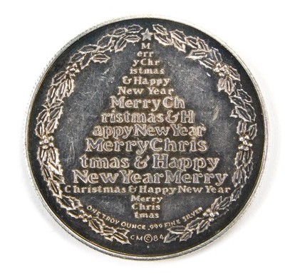 US Merry Christmas Santa 1 oz .999 Fine Silver Holiday Round 1984