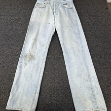Vintage Levis 501 Jeans Mens 30x29 Light Wash USA Distressed Button Fly 80s Work