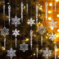 32 StüCk Eiszapfen Schneeflocken Weihnachtsdeko Transparentes Acryl Christbaumsc