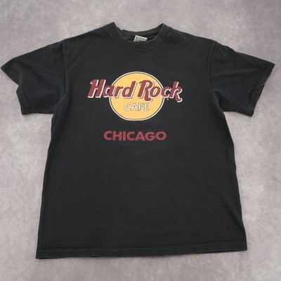 Vintage 90s Hard Rock Cafe Chicago T Shirt Black USA Made Anvil Size M