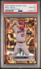 2022 TOPPS GILDED COLL LAVA GOLD ETCH #1 MIKE TROUT 6/10 PSA 10
