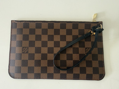 Louis Vuitton Damier Ebene Neverfull Pochette Wristlet Pouch Clutch Bag