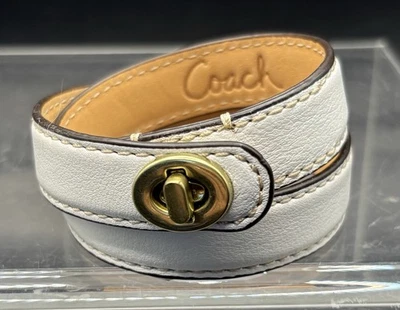 COACH Yellow Leather Double-Wrap Bracelet with Silver Turnlock Coach Legacy Double Wrap Turnlock Bracelet main image 3