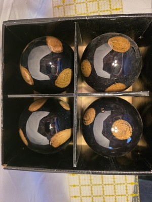 Decorative Porcelain Brown And Copper Ball Set-4, 4''